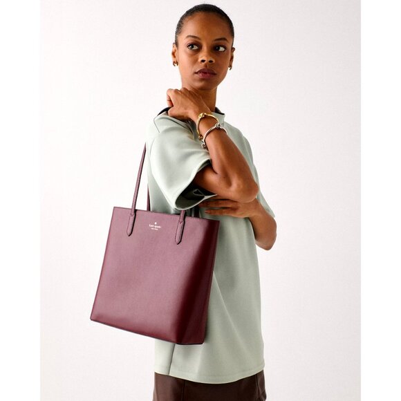 New Kate Spade Jana Tote Saffiano Leather Dark Merlot - Picture 2 of 5